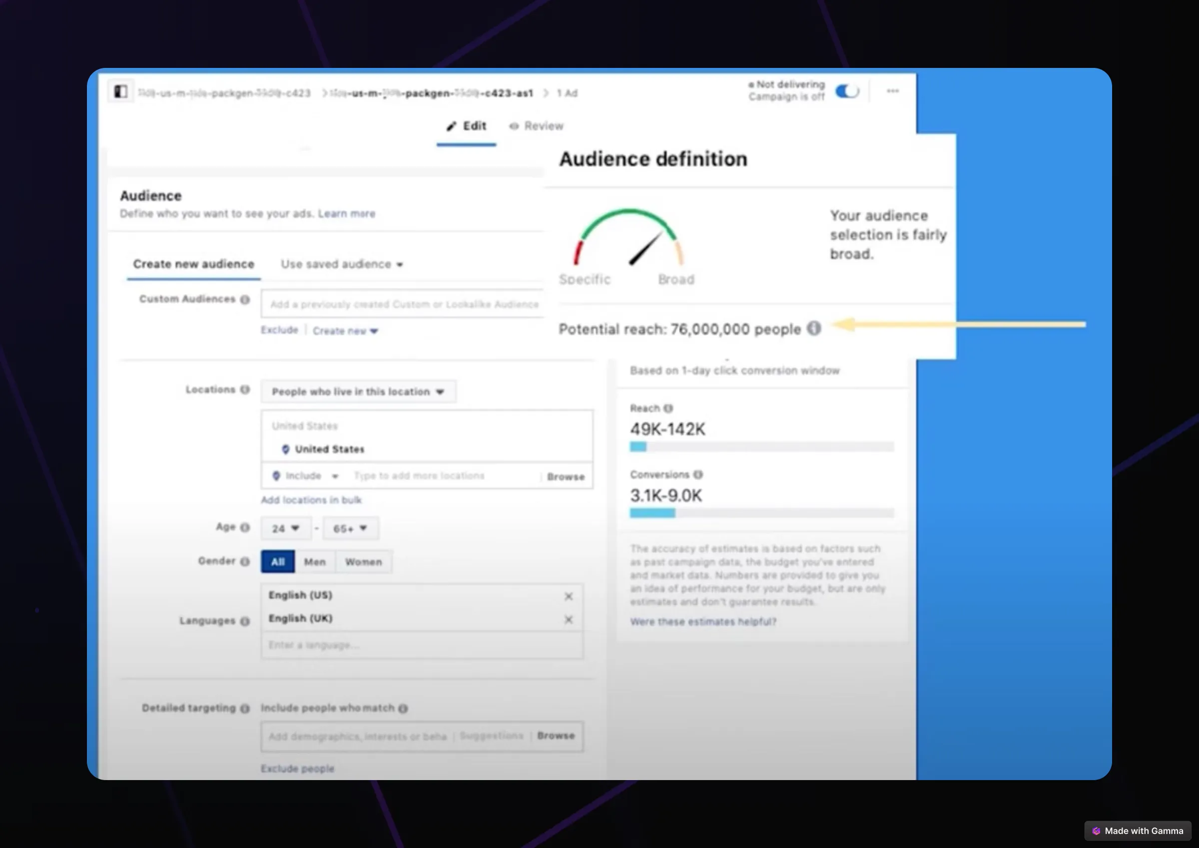 Audience size example
